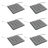 Outsunny Juego de 6 Cojines para Sillas de Comedor 40x40 cm 6 Piezas Cojines para Sillas de Jardín Acolchados con Cintas Gris