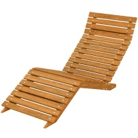 Outsunny Espreguiçadeira de jardim, Espreguiçadeira solar, Madeira maciça, Castanho, 66 x 170 x 77 cm(m-7)