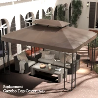 Outsunny Techo de Repuesto para Cenador 4x3 m Cubierta de Repuesto con Techo Doble 10 Orificios de Drenaje y Protección UV Toldo de Recambio para Pabellón Gazebo Marrón(m-10)