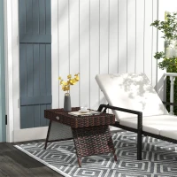 Outsunny Mesa de jardim Mesa de centro para exterior Mesa de apoio para exterior, PE-Rattan, resistente às intempéries, 60 cm x 41 cm x 41 cm,  Castanho(m-2)