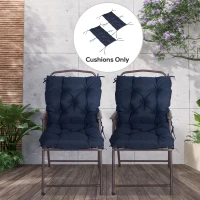 Outsunny Conjunto de 2 almofadas de assento, 98 x 50 cm almofadas para cadeira com fitas de fixação, revestimento em tecido, 8cm de espessura Azul escuro(m-6)