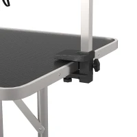 PawHut Table de toilettage pour chien pliante potence H-forme inox réglable 2 sangles panier 107 x 60 x 164 cm noir(m-10)
