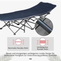 Outsunny Cama de campismo, cama dobrável com apoio de cabeça, 188 x 64,5 x 53 cm, Azul escuro(m-4)
