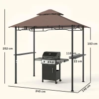 Outsunny Barbecuepaviljoen barbecuetent tuintent balkon barbecue paviljoen dubbel dak staal(m-3)