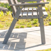 Outsunny Banco de Jardim com Mesa Conjunto de Assentos Mobiliário para Jardim com Furo para Guarda-sol Banco 2 Cadeiras Madeira Maciça Cinza 152x70x83 cm(m-5)