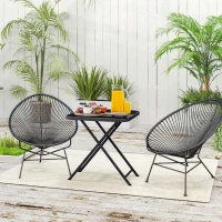 Outsunny Mesa de jardim dobrável 70 x70 cm, resistente às intempéries, mesa de varanda dobrável com design vazado, quadrada Preto(m-2)