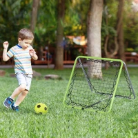 HOMCOM Rebounder para Futebol Kickback Rede Parede de Ressalto para Baseball e Basketball, Ressalto em Ambos os Lados, Ajustável em 5 Níveis, Metal, Verde+Preto, 75 x 75 x 64 cm(m-2)