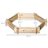 Outsunny Canteiro Elevado Hexagonal DIY, Vaso/Caixa de Madeira para Jardim e Varanda, Natural, 100 x 92 x 16 cm(m-3)