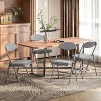HOMCOM Set of Four Folding Corduroy Seat Chairs - Grey(m-10)