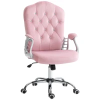 Vinsetto Cadeira de escritório, encosto reclinável, altura ajustável, visual de veludo, até 120 kg, Rosa(m-6)