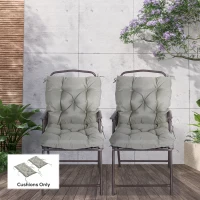 Outsunny Conjunto com 2 almofadas de assento, 98 x 50 cm, almofadas para cadeira com fitas de amarração, capa de tecido, 8 cm de espessura, Cinza claro(m-6)