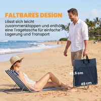 Outsunny Sonnenliege klappbar Gartenliege mit Kopfkissen Liegestuhl mit 5-Fach verstellbare Rückenlehne Tragetasche Blau(m-7)