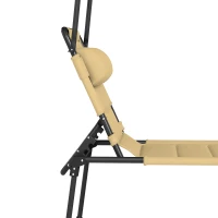 Outsunny Bain de soleil chaise longue pliante avec pare-soleil, appuie-tête inclinable en tissu Oxford 70 x 200 x 45 cm crème(m-9)