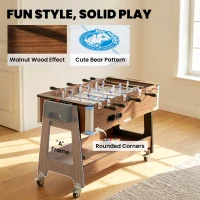 SPORTNOW 3 in 1 Multi Games Table, 3.4ft Reversible Air Hockey Pool Football Game Table with Lockable Wheels, Storage Shelf(m-9)