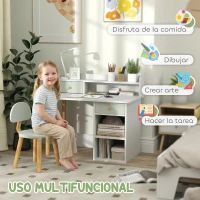 AIYAPLAY Juego de Escritorio Infantil con Silla Pupitre Infantil con Cajones Compartimento y Estantes Verde Claro y Blanco(m-4)