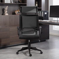 HOMCOM Cadeira de escritório com encosto macio, rodízios, apoios de braço, cadeira de secretária regulável em altura, lã sintética, cinza(m-5)