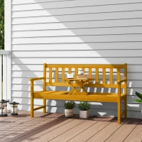 Outsunny Banco de Jardim 2 Lugares em Madeira Banco Resistente às Intempéries com Encosto e Apoios de Braços Capacidade 320 kg 149x56,5x89 cm Teca(m-2)