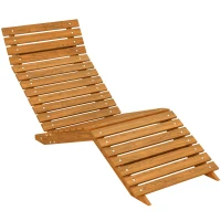 Outsunny Espreguiçadeira de jardim, Espreguiçadeira solar, Madeira maciça, Castanho, 66 x 170 x 77 cm(m-1)