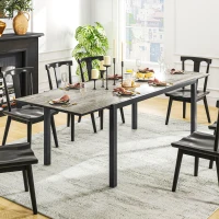 Outsunny Mesa de jantar extensível para 6-8 pessoas, mesa exterior ajustável em alumínio, aço, plástico, aparência de madeira, Cinza(m-4)