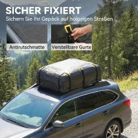 Outsunny Auto Dachbox 21 Kubikfuß Faltbar Wasserdicht Dachgepäckträger mit Anti-Rutsch-Matte 10 Schwerlastgurten 6 Türhaken(m-5)