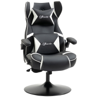 Vinsetto Poltrona Gamer, Cadeira Gamer, alto-falantes integrados, encosto reclinável, preto+branco, 69 x 73 x 118cm