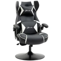 Vinsetto Poltrona Gamer, Cadeira Gamer, alto-falantes integrados, encosto reclinável, preto+branco, 69 x 73 x 118cm(m-1)