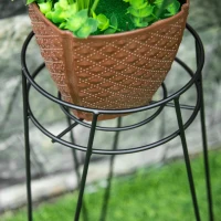 Outsunny Conjunto de 3 Suportes para Plantas, 23,5/30/42 cm de altura, Suportes para Vasos em Metal, Banquinhos para Flores para Sala de Estar, Jardim, Varanda, Preto(m-5)