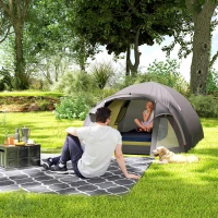 Outsunny Tenda de campismo para 2 pessoas leve, estável UV 50+ Tenda túnel com toldo, porta lateral&janela Preto(m-5)