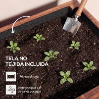 Outsunny Jardinera Exterior de Madera con Ruedas con Orificio de Drenaje y Tela no Tejida Macetero 60x30x41 cm Marrón Oscuro(m-7)
