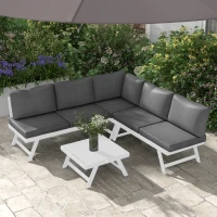 Outsunny Conjunto lounge de jardim 4 peças, 115 cm x 61 cm x 65 cm, Cinza + Branco(m-6)
