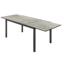 Outsunny Mesa de jantar extensível para 6-8 pessoas, mesa exterior ajustável em alumínio, aço, plástico, aparência de madeira, Cinza(m-6)