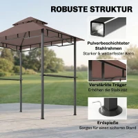 Outsunny Barbecuepaviljoen barbecuetent tuintent balkon barbecue paviljoen dubbel dak staal(m-7)