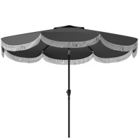Outsunny Guarda-sol Ø269 cm, Proteção UV Guarda-sol octogonal para varanda, proteção solar para jardim, Cinza escuro(m-6)