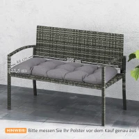 Outsunny Almofada de banco 105 x 46 x 12,5 cm com fitas, Almofada externa para móveis de jardim, Banco, Cinza(m-3)