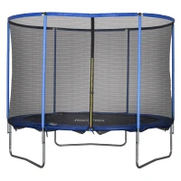 HOMCOM Trampolim com rede de proteção Trampolim de jardim para interior e exterior Trampolim fitness para jovens e adultos Aço Azul+Preto até 113,6 kg Ø305 x 248H cm(m-1)