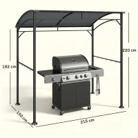Outsunny Pavilhão para churrasco, Cobertura para churrasqueira, Proteção contra chuva, Ganchos para utensílios, Estrutura de aço, Cinza escuro, 215 x 150 x 182/220 cm(m-3)