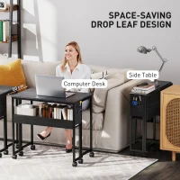 HOMCOM 80 cm Drop Leaf Writing Work Desk - Black(m-4)