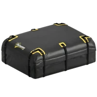 Outsunny Auto Dachbox 21 Kubikfuß Faltbar Wasserdicht Dachgepäckträger mit Anti-Rutsch-Matte 10 Schwerlastgurten 6 Türhaken(m-12)