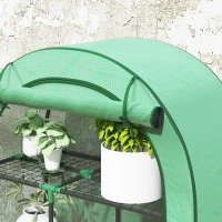 Outsunny Mini-estufa, estufa de 4 níveis com lona plástica, portátil, porta enrolável, 100 x 45 x 160 cm, verde(m-5)