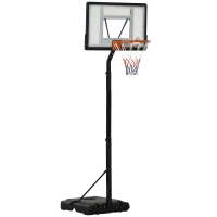 HOMCOM Suporte de basquetebol com rodas, móvel, ajustável 210-260 cm, cesto com suporte para exterior e interior, aço e plástico, preto(m-1)