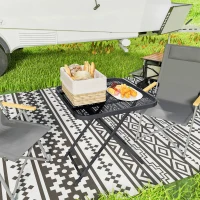 Outsunny Mesa de jardim dobrável 70 x70 cm, resistente às intempéries, mesa de varanda dobrável com design vazado, quadrada Preto(m-5)