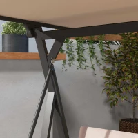 Outsunny Baloiço estilo Hollywood para jardim 3 lugares, com toldo, resistente às intempéries, Bege + Preto(m-5)