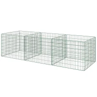 Outsunny Composteira 1680 litros, 270 x 90 x 70 cm 3 peças composteira rápida em aço, resistente às intempéries Verde(m-6)