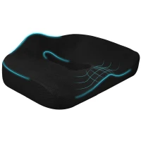 HOMCOM Almofada para assento, ergonômica, revestimento respirável, antiderrapante, 44x39x13 cm, Preto(m-1)