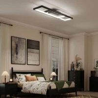 HOMCOM Lampada LED a Soffitto Dimmerabile 3000-6000K con Telecomando e Interruttore, 70x30 cm, Nero(m-9)