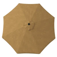 Outsunny Guarda-sol com decoração de franjas, Ø265 cm, inclinável, mastro metálico em duas partes, respiradouro, Caqui/Preto(m-5)