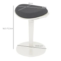 HOMCOM Banco Oscilante Ergonômica Regulável em Altura até 120 kg 42,5x35,5x56,5-71,5 cm Cinza(m-3)