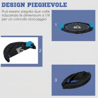 HOMCOM Mini Trampolino Fitness Ø102 cm Pieghevole con Manubrio Regolabile in Altezza, Blu(m-5)