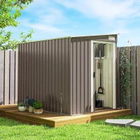 Outsunny Galpão Metálico 2,81 m² 154x206,5x181 cm Galpão com Telhado de Uma Água Fundação(m-6)
