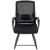 HOMCOM Cadeira de Escritório Cadeira para Visitantes com Apoio de Braço, Apoio Lombar, Encosto em Malha para Escritório, Sala de Conferências Preto(m-6)